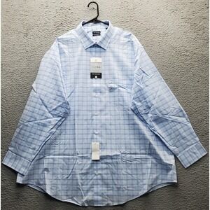 Van Heusen Dress Shirt Mens 19 Multi Plaid Ultra Wrinkle Free Big Fit Stretch
